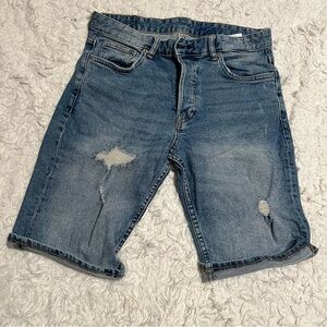 Distressed Denim Shorts